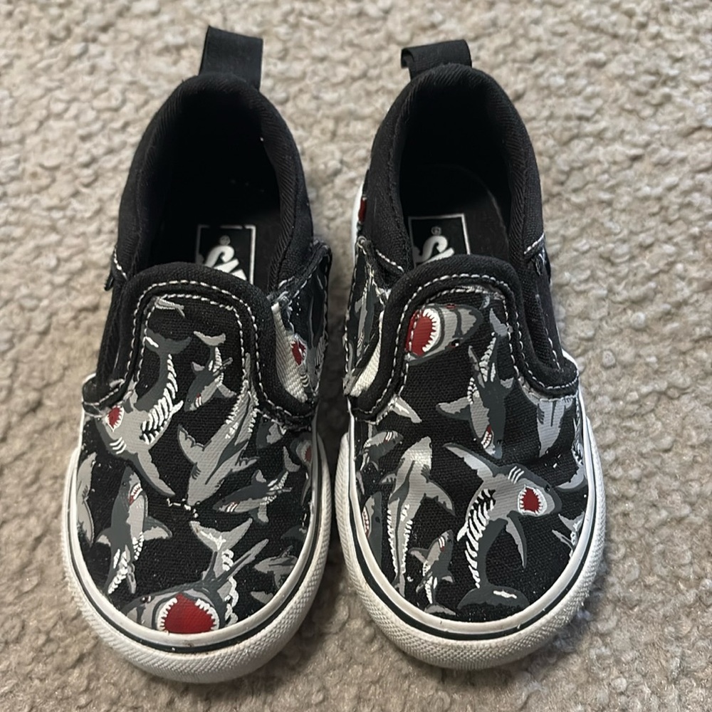 Shark Black Vans. Toddler size 5